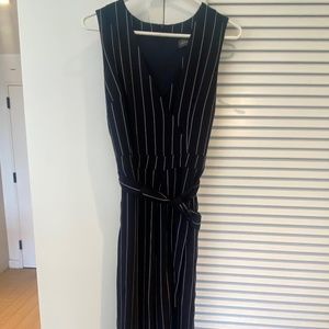 Donna Ricco Pinstripe Belted Jumpsuit Size 8